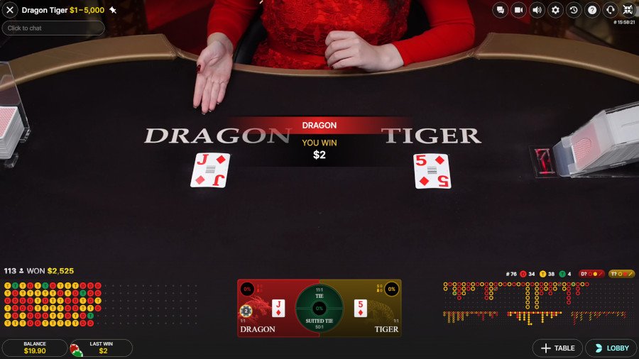 Live Dealer Dragon Tiger by Evolution