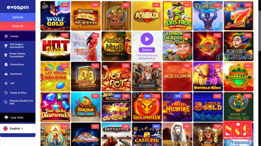 Slots Collection in the Online Casino Lobby