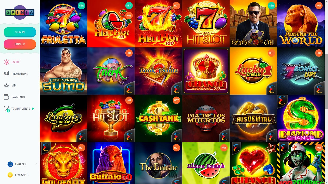 Typical Endorphina Casino Games Collection