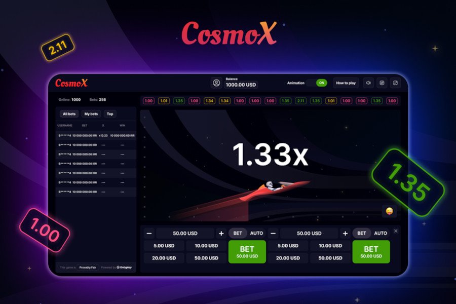 CosmoX crash game by Onlyplay