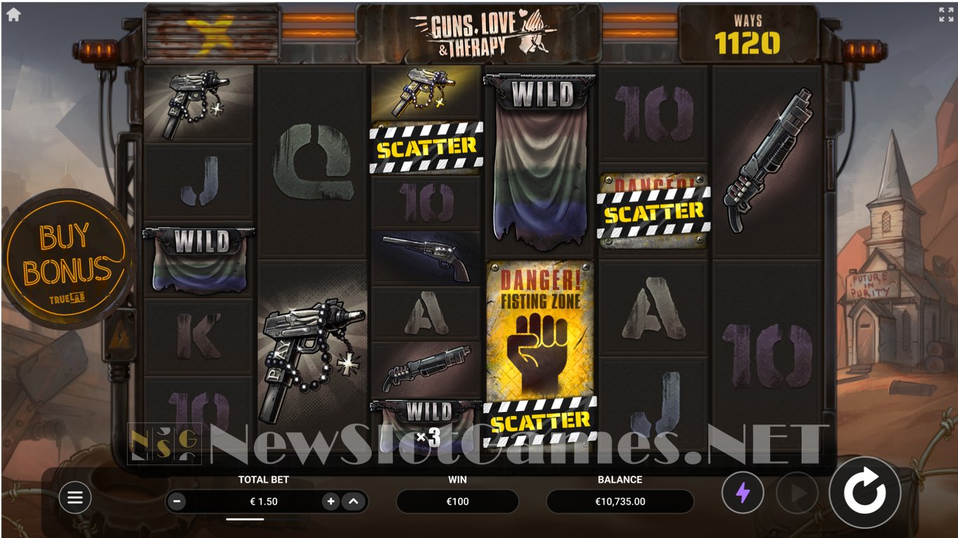 Guns, Love & Therapy slot gameplay