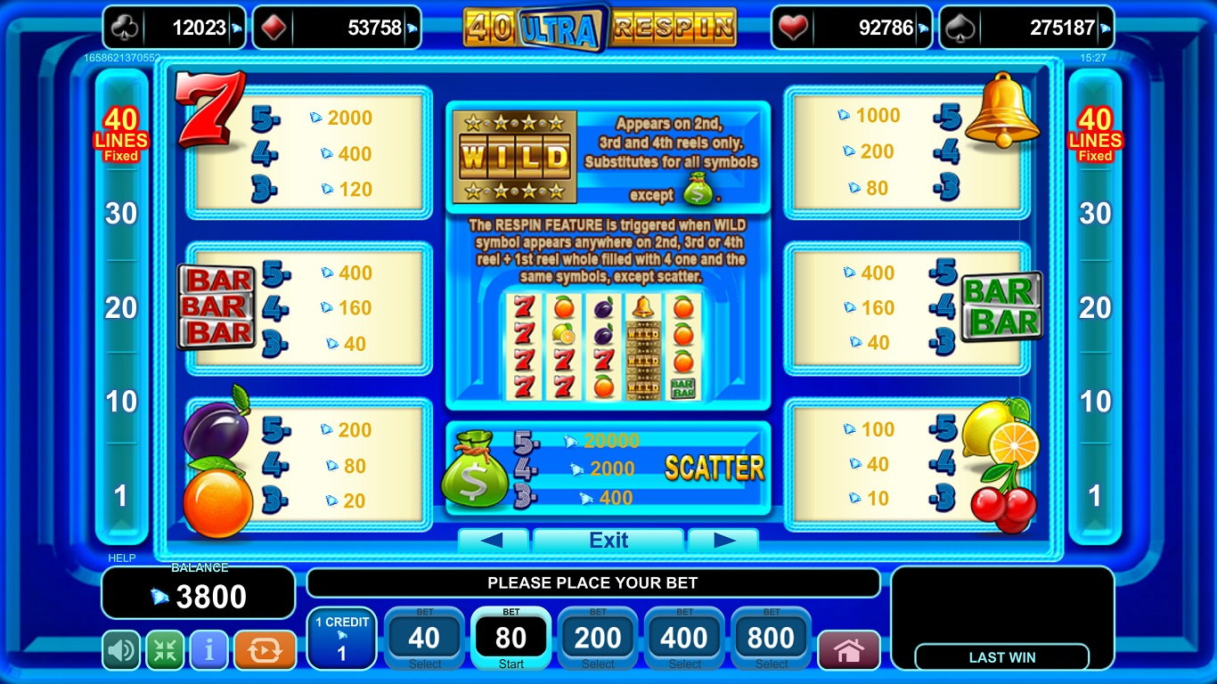 40 Ultra Respin Slot Slot Image in Demo - pic. 3