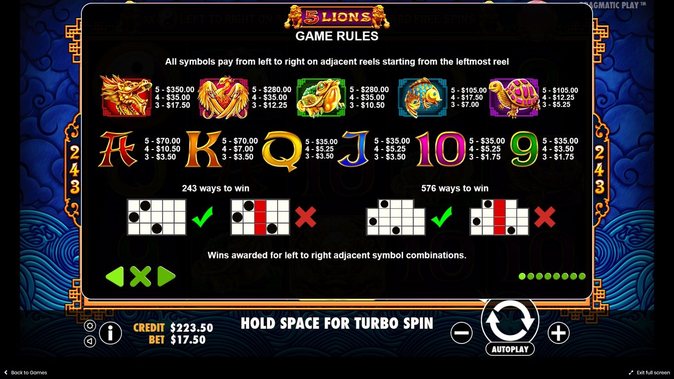 5 Lions Slot Slot Image in Demo - pic. 3