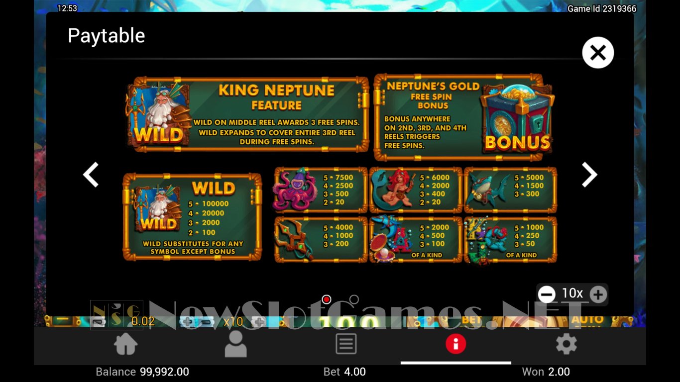 Neptunes Gold Slot Slot Image in Demo - pic. 3