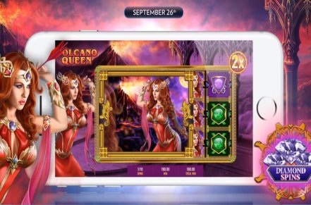 Volcano Queen: Diamond Spins Slot Logo