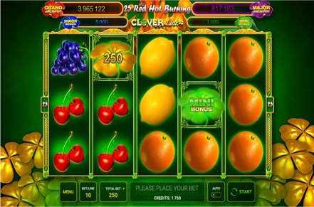 25 Red Hot Burning Clover Link Slot Logo