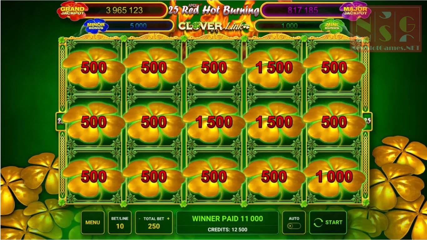 50 Red Hot Burning Clover Link Slot Slot Image in Demo - pic. 2