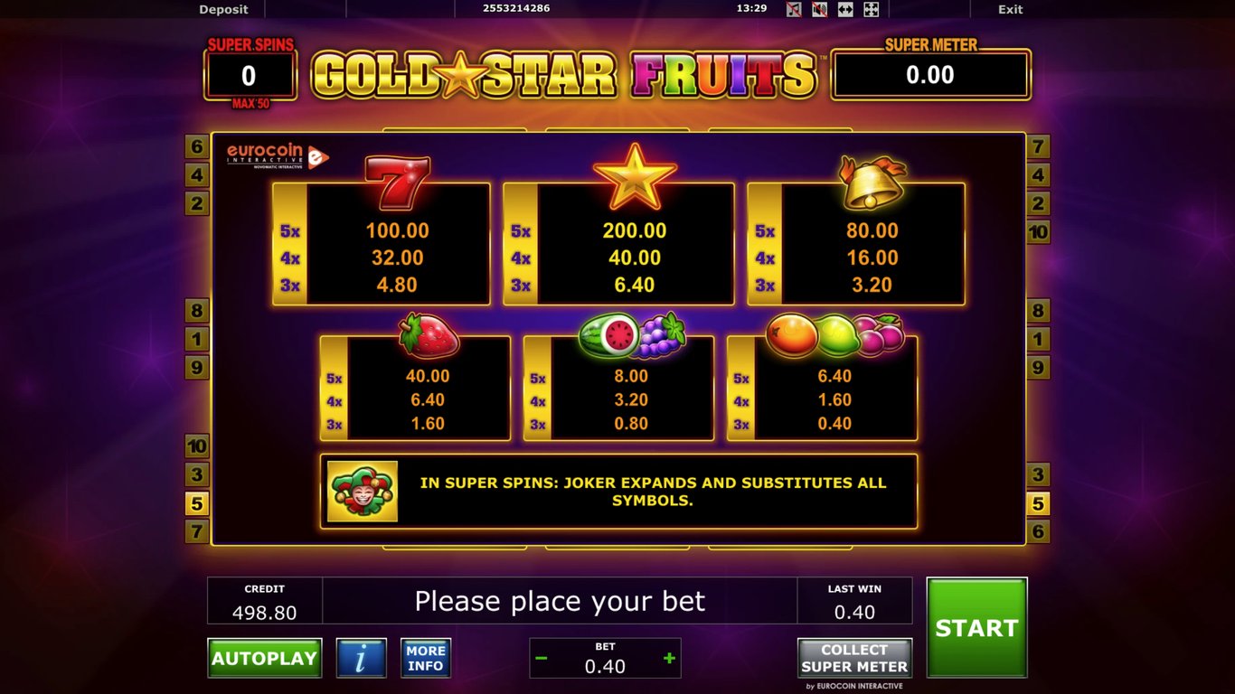 Gold Star Fruits Slot Slot Image in Demo - pic. 3