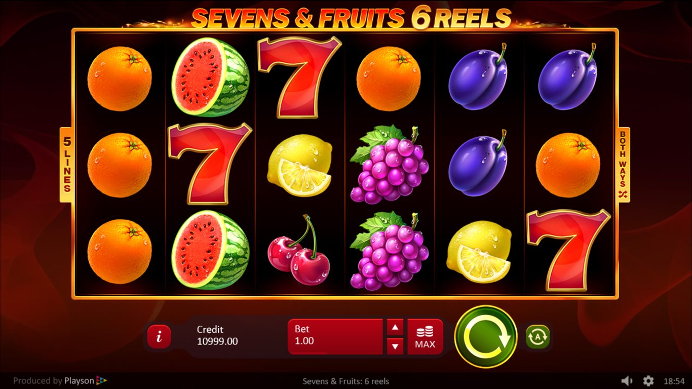 Sevens and Fruits 6 Reels Slot Demo Image