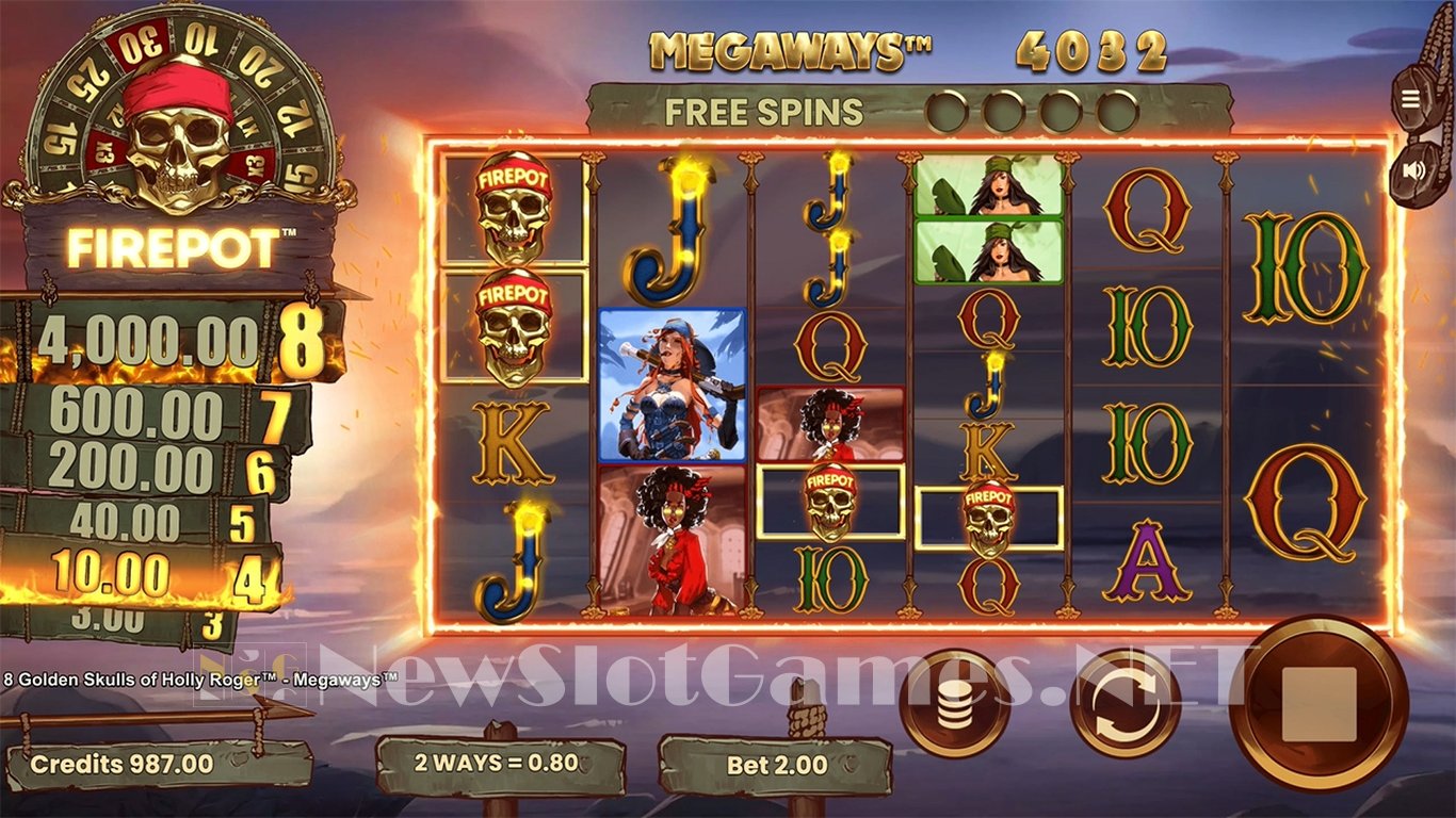 8 Golden Skulls of Holly Roger Megaways Slot Demo Image