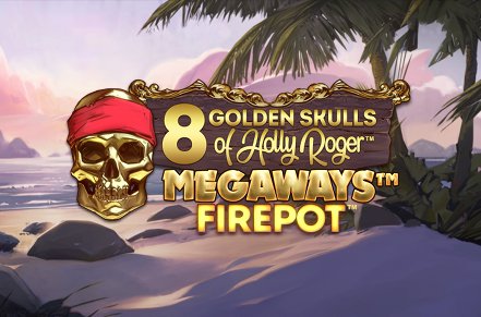 8 Golden Skulls of Holly Roger Megaways Slot Logo