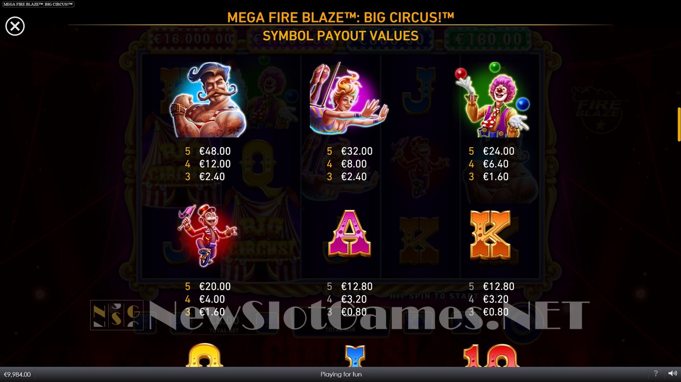 Mega Fire Blaze Big Circus Slot Slot Image in Demo - pic. 5