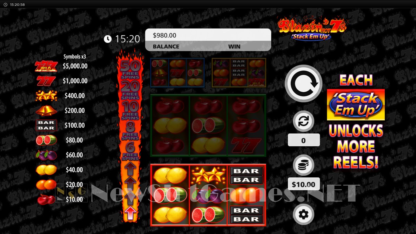 Blazin Hot 7s Stack Em Up Slot Demo Image