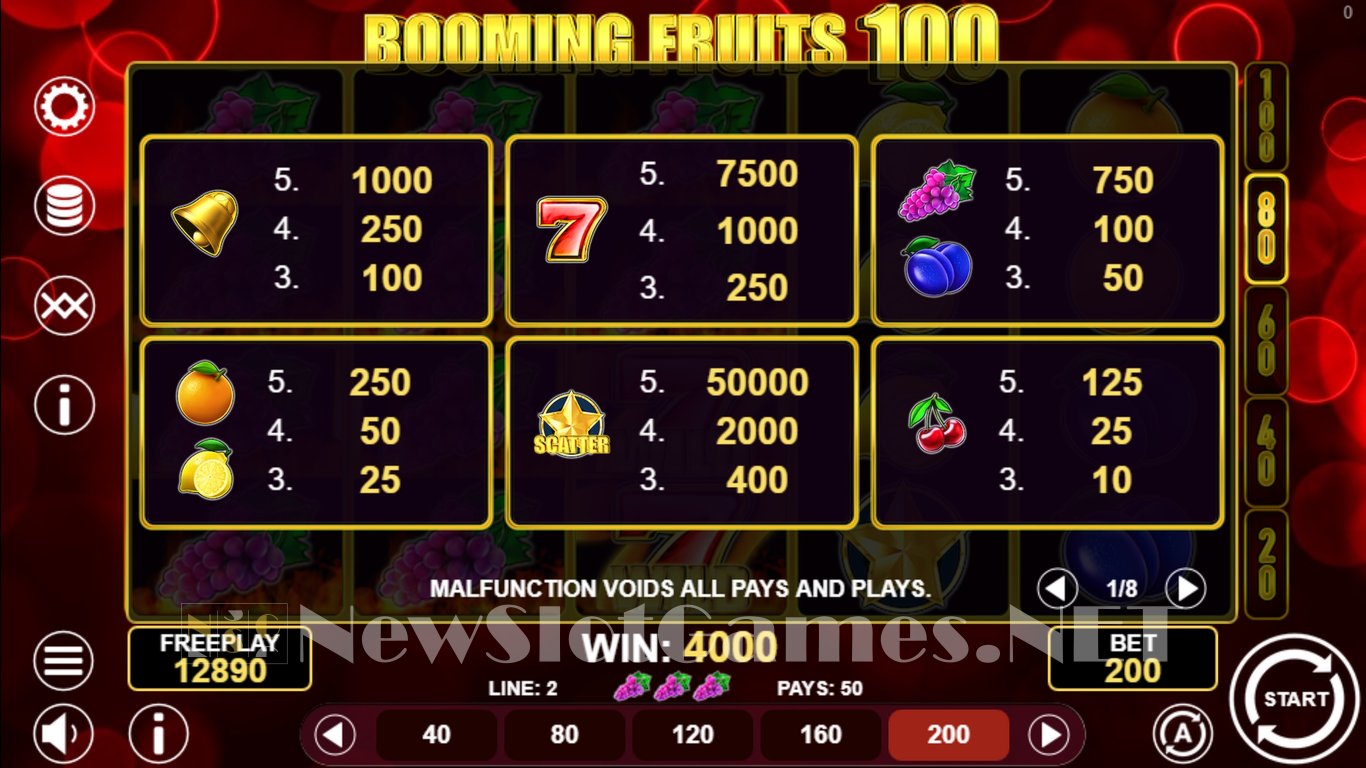 Booming Fruits 100 Slot Slot Image in Demo - pic. 6