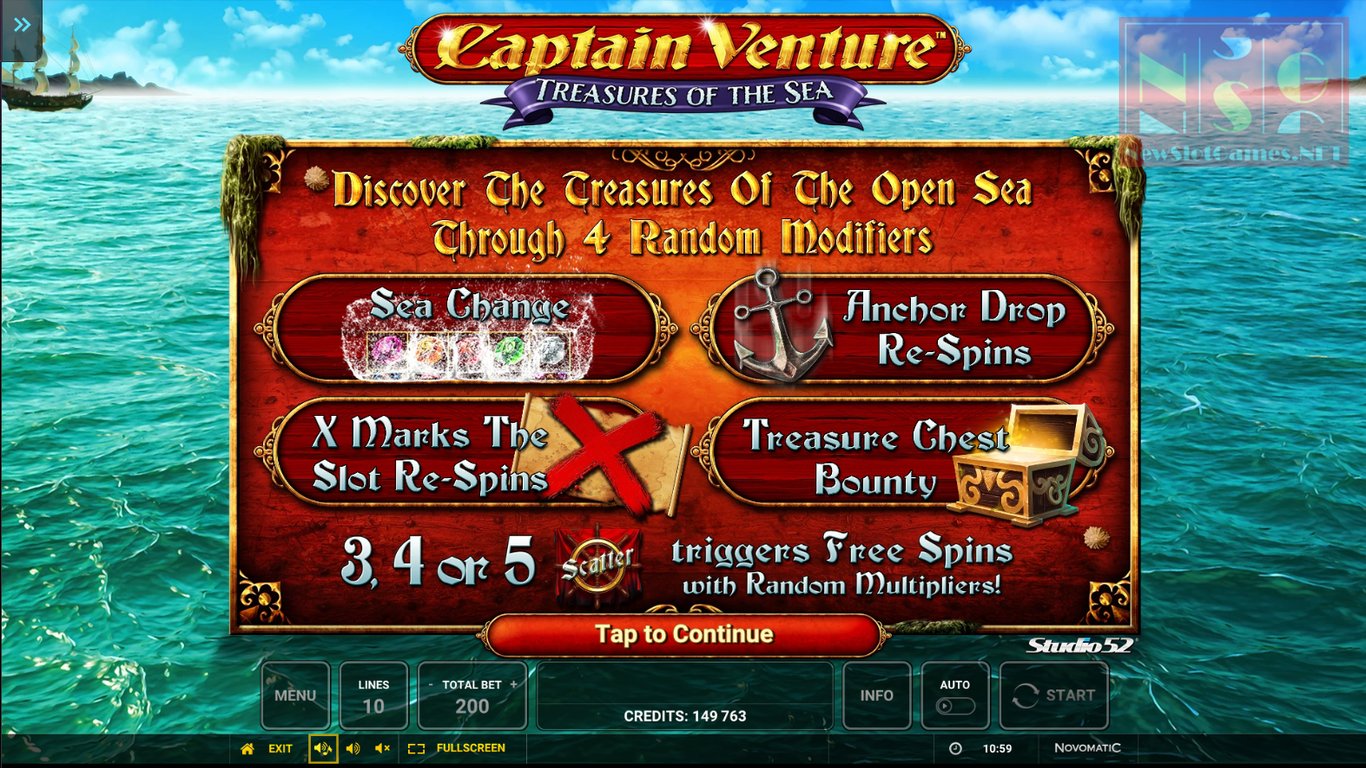 Captain Venture: Treasures of the Sea Slot Demo Image