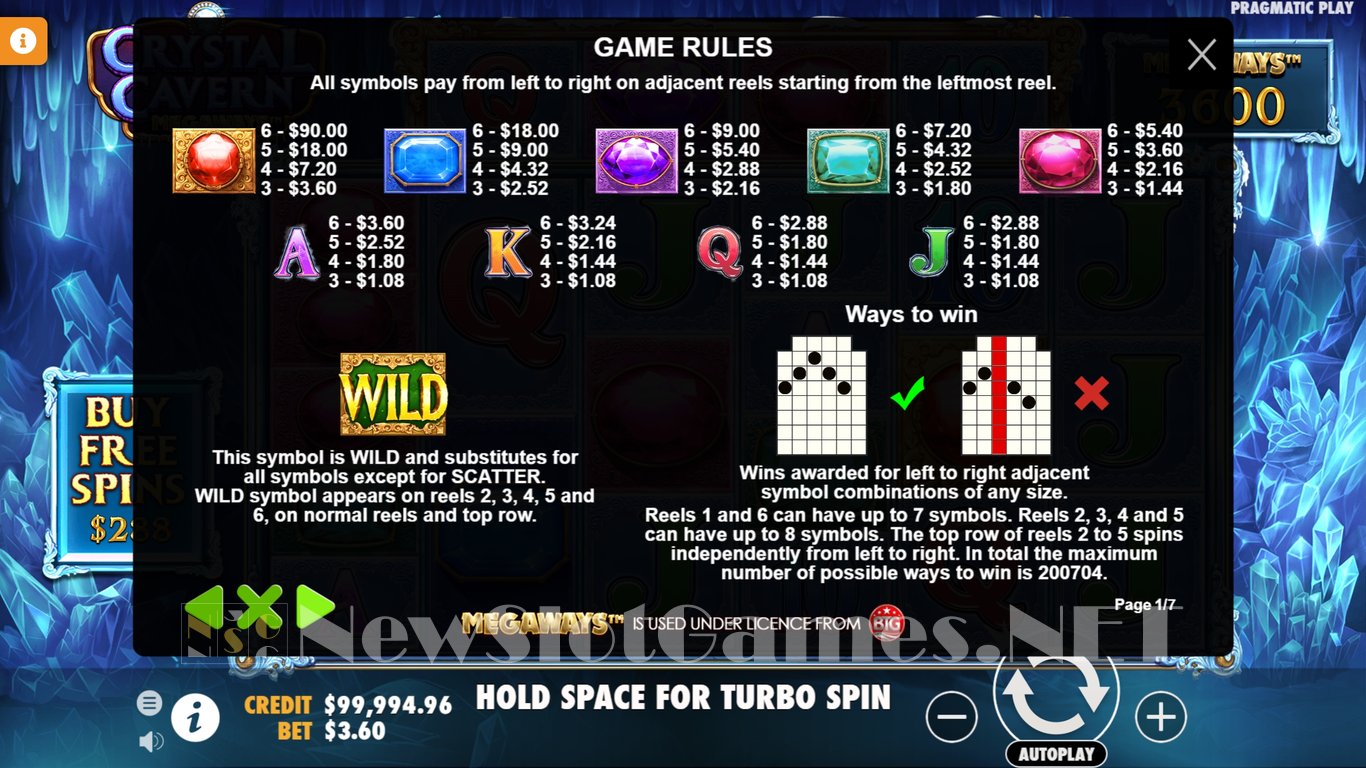 Crystal Caverns Megaways Slot Slot Image in Demo - pic. 4