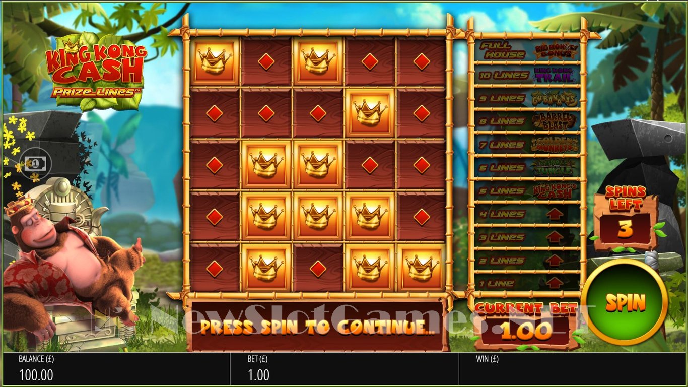 King Kong Cash Prize Lines Slot Demo Image