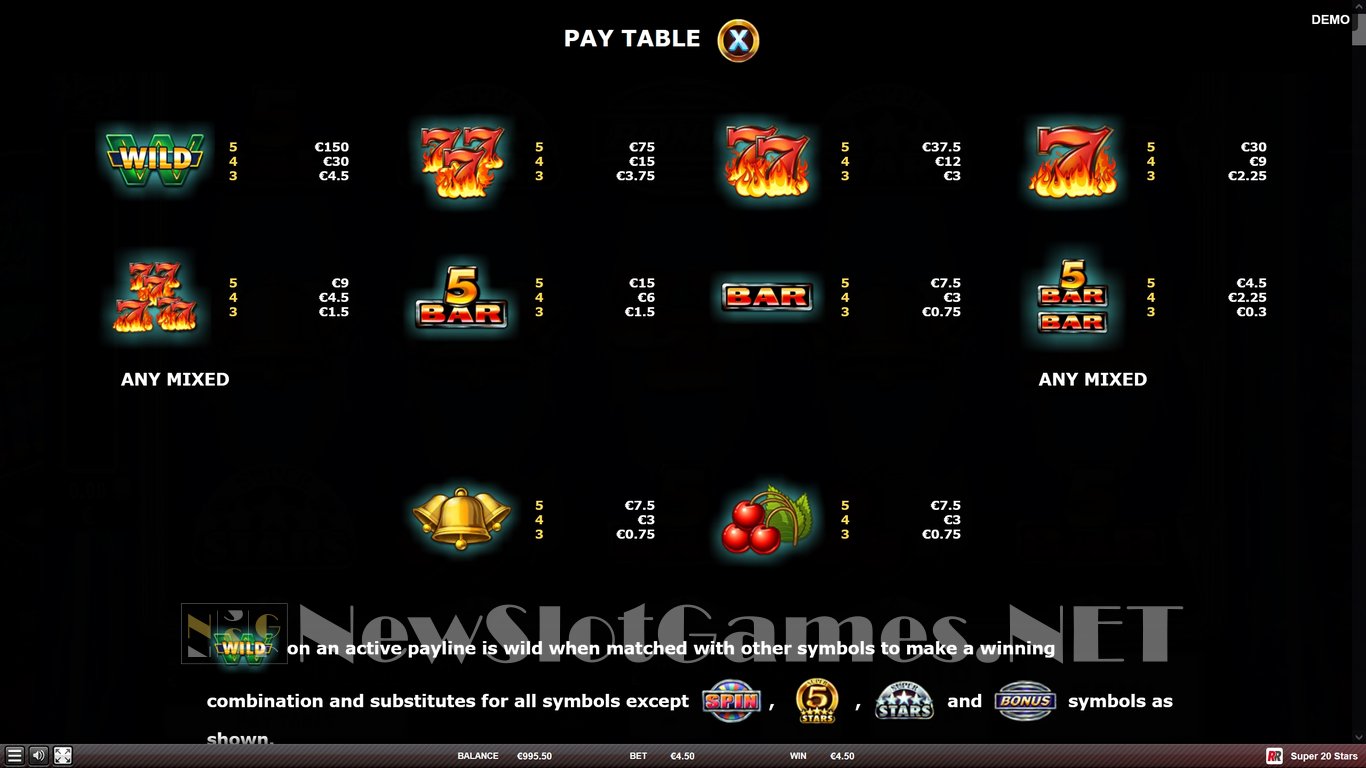 Super 20 Stars Slot Slot Image in Demo - pic. 3