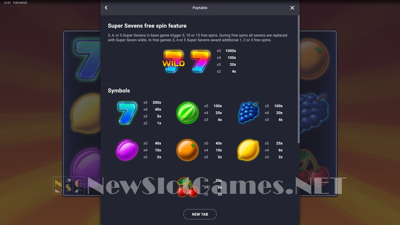 Super Sevens Slot Slot Image in Demo - pic. 2