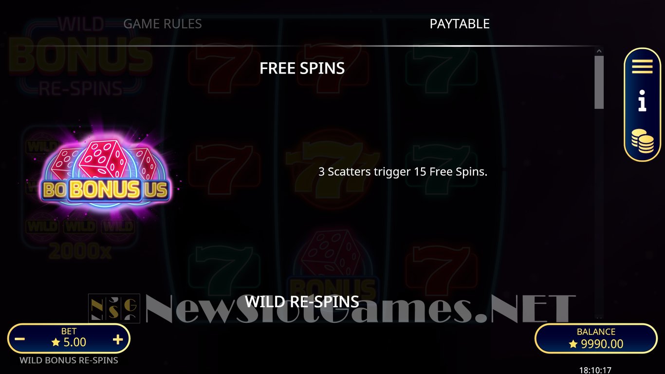 Wild Bonus Re-Spins Slot Slot Image in Demo - pic. 5