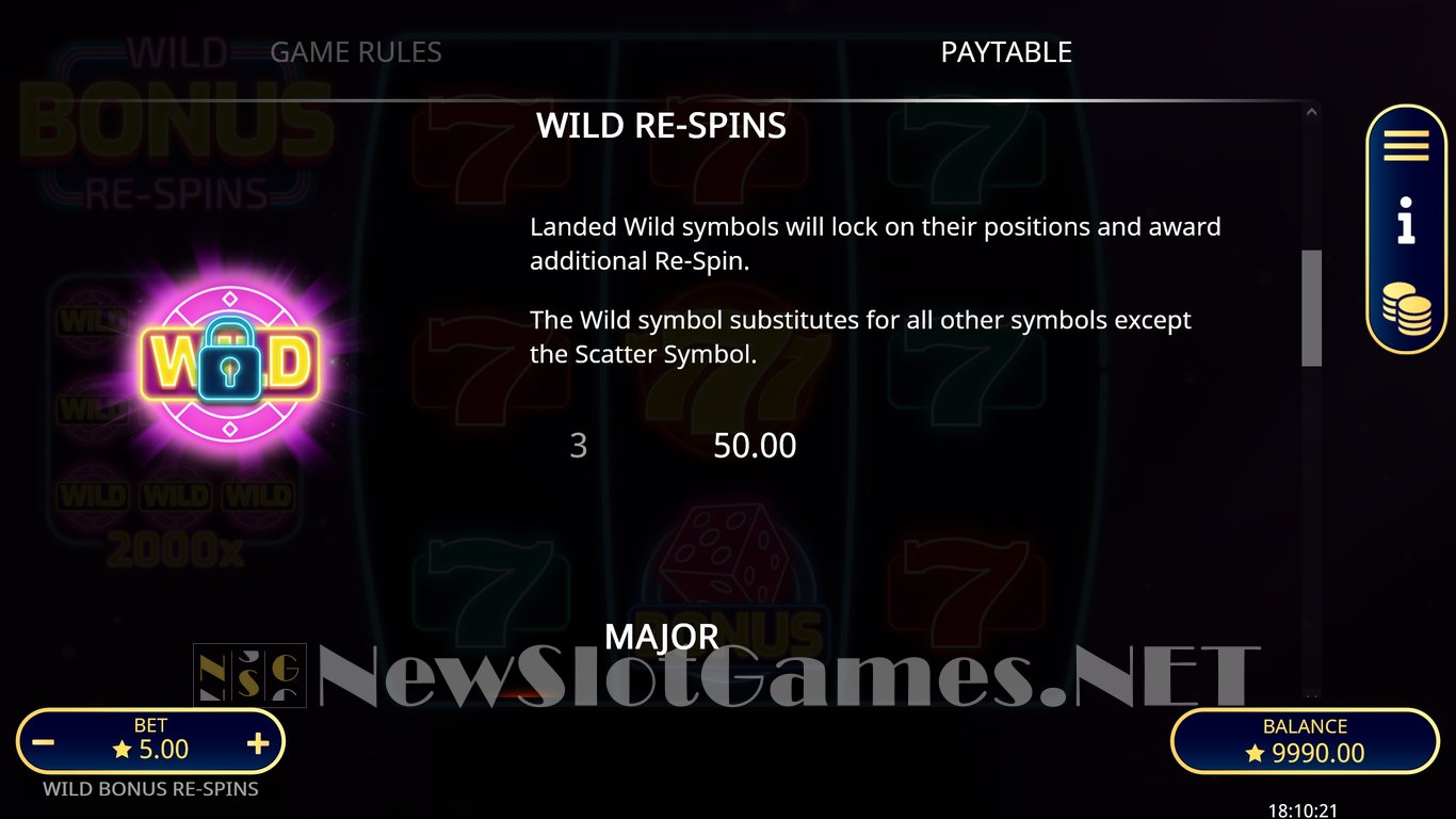 Wild Bonus Re-Spins Slot Slot Image in Demo - pic. 6