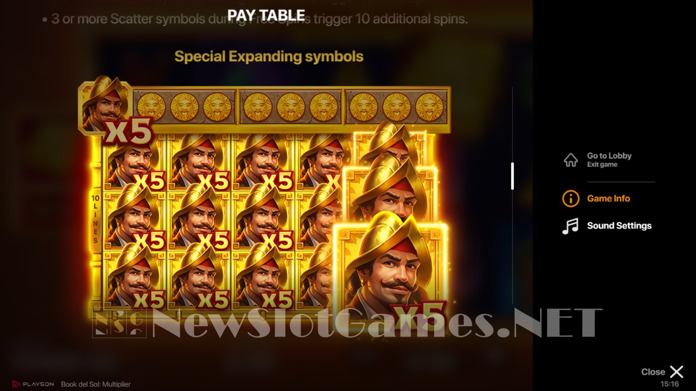 Book Del Sol Multiplier Slot Slot Image in Demo - pic. 5