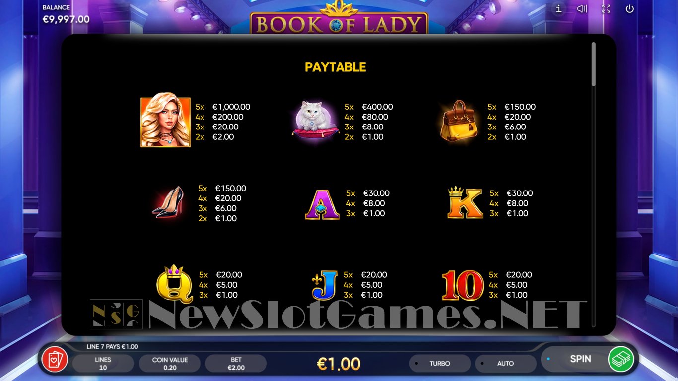 Book of Lady Slot Slot Image in Demo - pic. 3