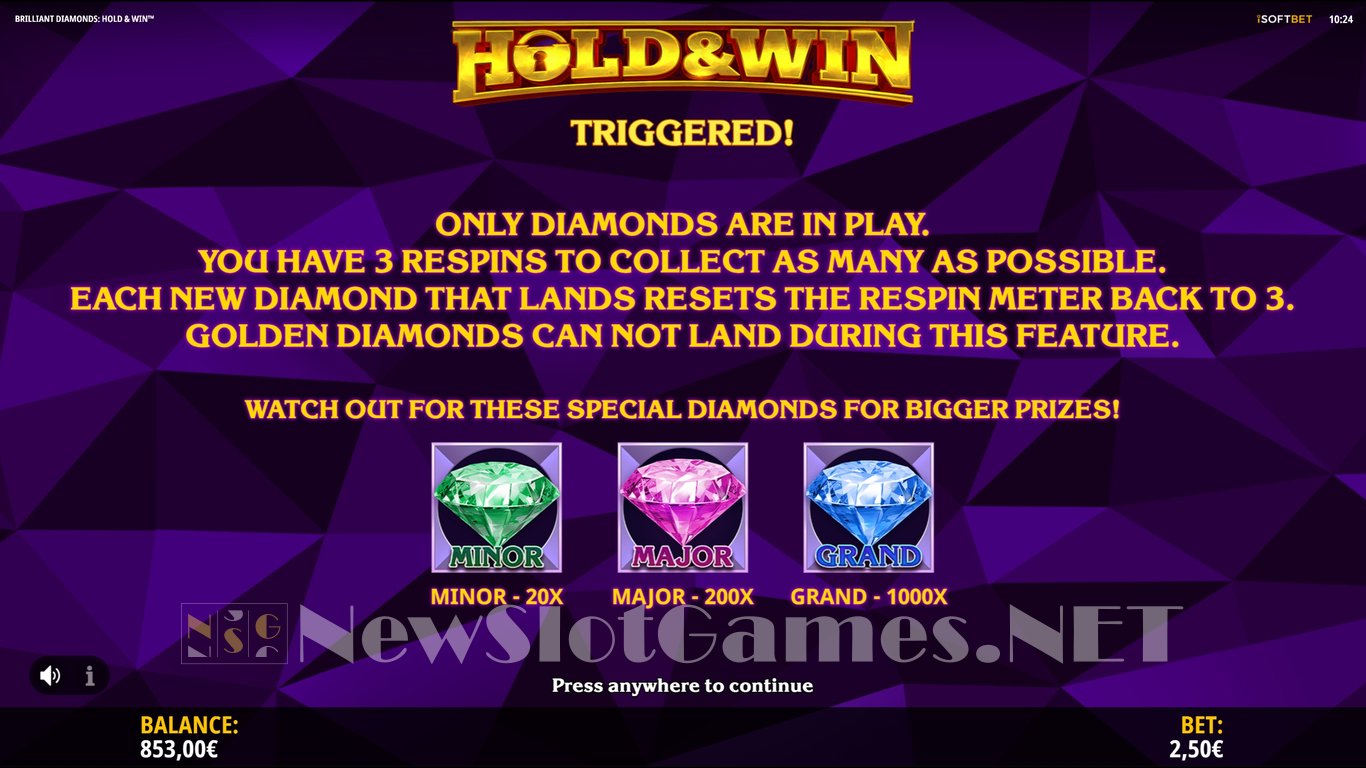 Brilliant Diamonds Hold & Win Slot Review & Demo by iSoftBet - Play ...