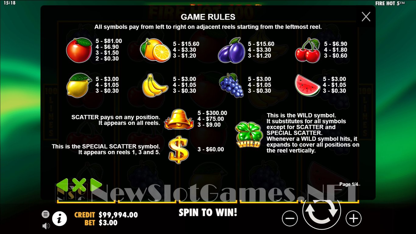 Fire Hot 100 Slot Slot Image in Demo - pic. 3