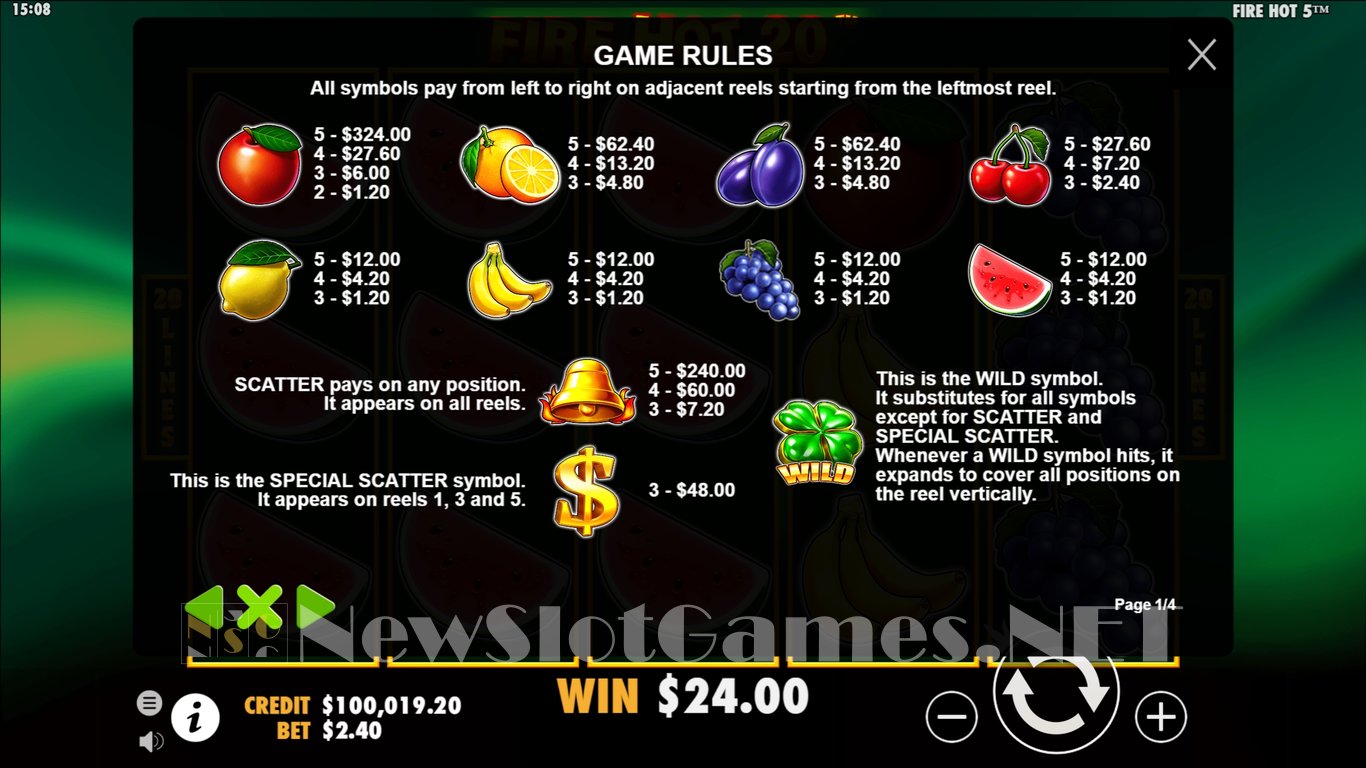 Fire Hot 20 Slot Slot Image in Demo - pic. 3