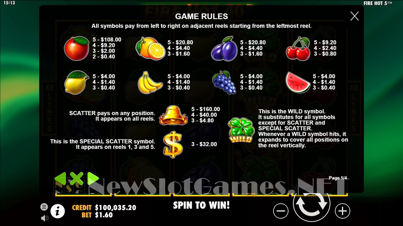 Fire Hot 40 Slot Slot Image in Demo - pic. 5