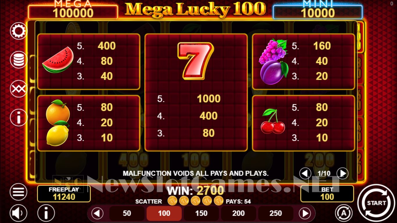 Mega Lucky 100 Slot Slot Image in Demo - pic. 6