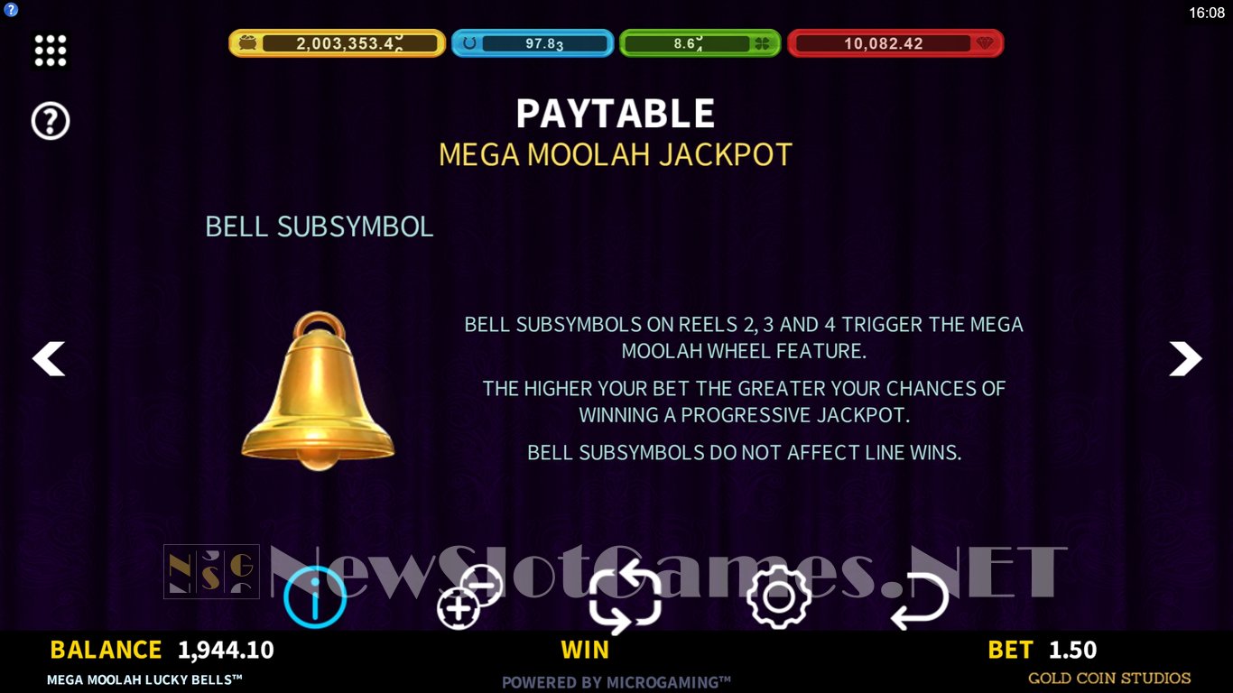 Mega Moolah Lucky Bells Slot Slot Image in Demo - pic. 6