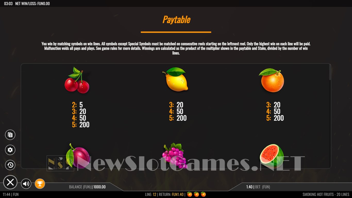 Smoking Hot Fruits 20 Slot Slot Image in Demo - pic. 3