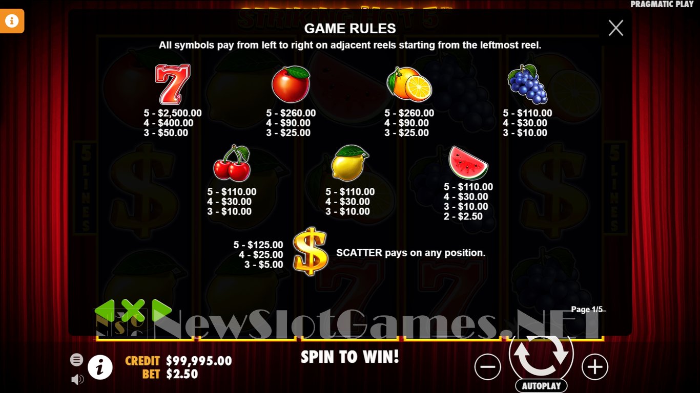 Striking Hot 5 Slot Slot Image in Demo - pic. 3
