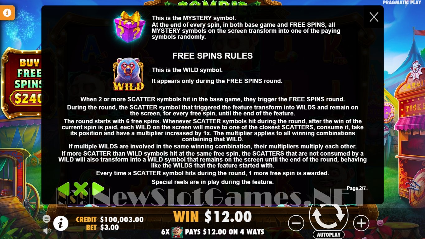 Zombie Carnival Slot Slot Image in Demo - pic. 5