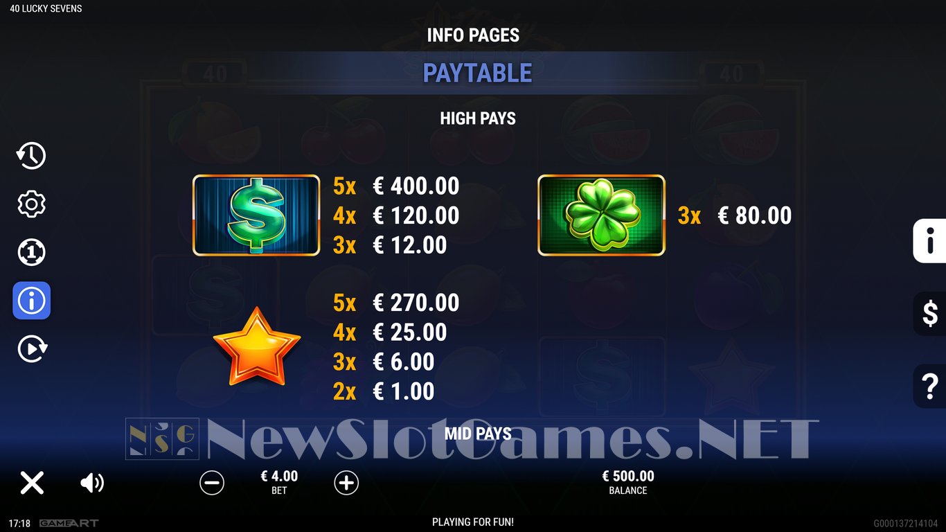 40 Lucky Sevens Slot Slot Image in Demo - pic. 10