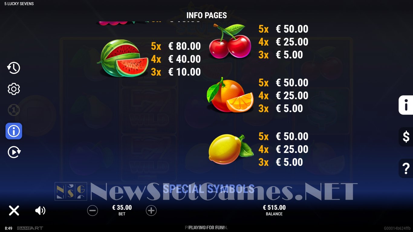 5 Lucky Sevens Slot Slot Image in Demo - pic. 9
