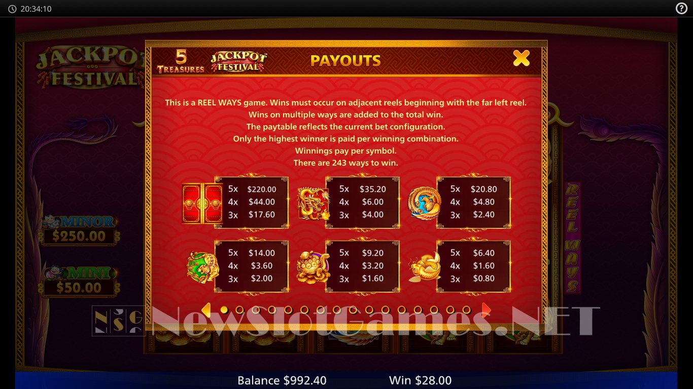 5 Treasures Jackpot Festival Slot Slot Image in Demo - pic. 6