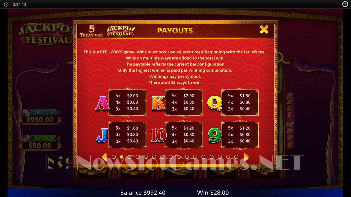 5 Treasures Jackpot Festival Slot Slot Image in Demo - pic. 7
