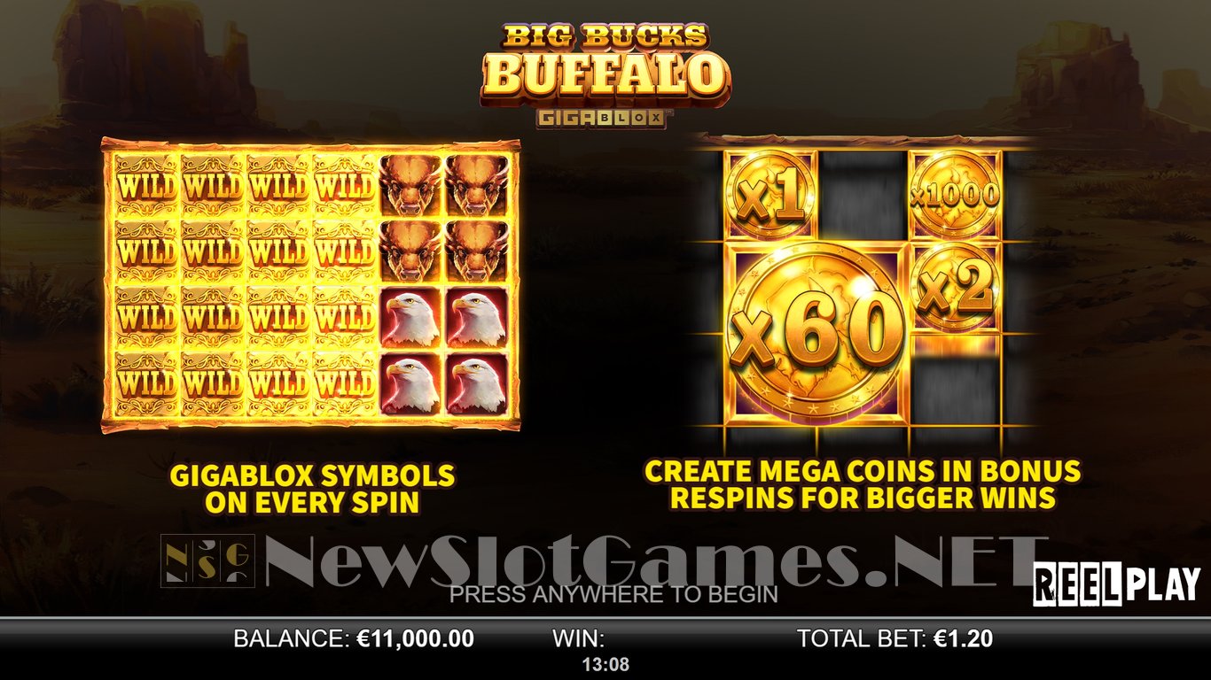 Big Bucks Buffalo GigaBlox Slot Demo Image