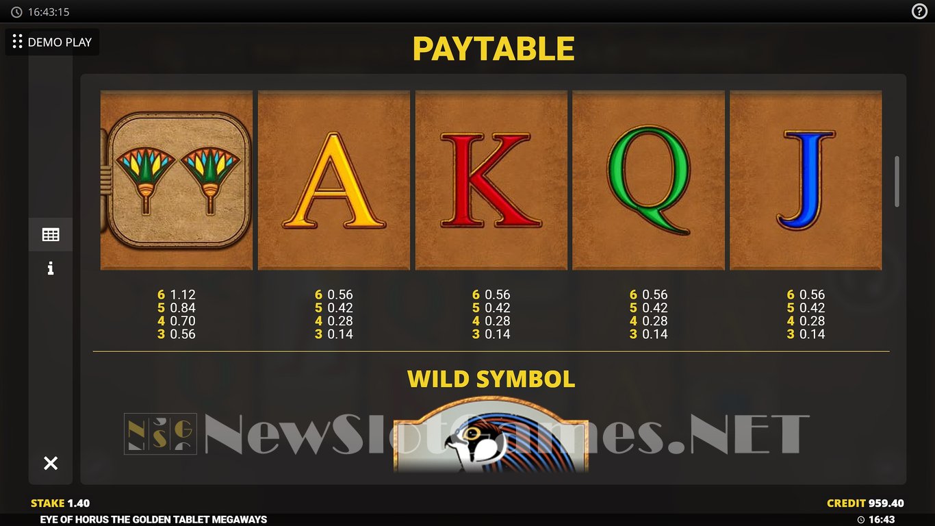 Eye of Horus Golden Tablet Megaways Slot Slot Image in Demo - pic. 10