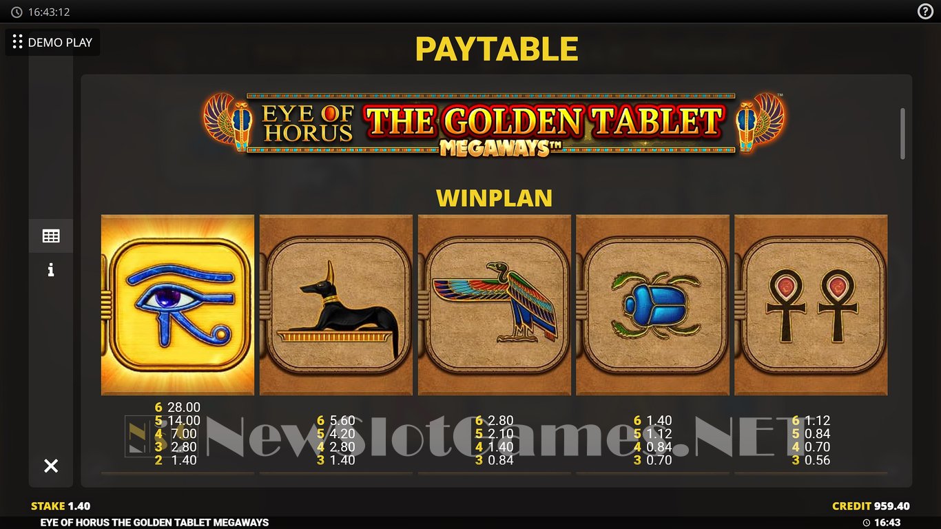 Eye of Horus Golden Tablet Megaways Slot Slot Image in Demo - pic. 9