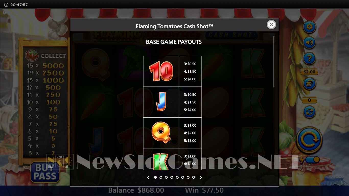 Flaming Tomatoes Cash Shot Slot Slot Image in Demo - pic. 16
