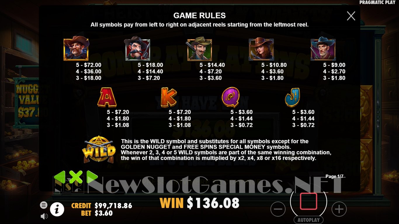 Heist for the Golden Nuggets Slot Slot Image in Demo - pic. 11