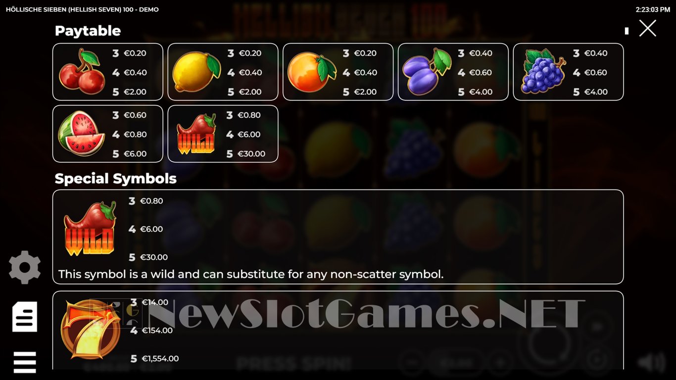 Hellish Seven 100 Slot Slot Image in Demo - pic. 5