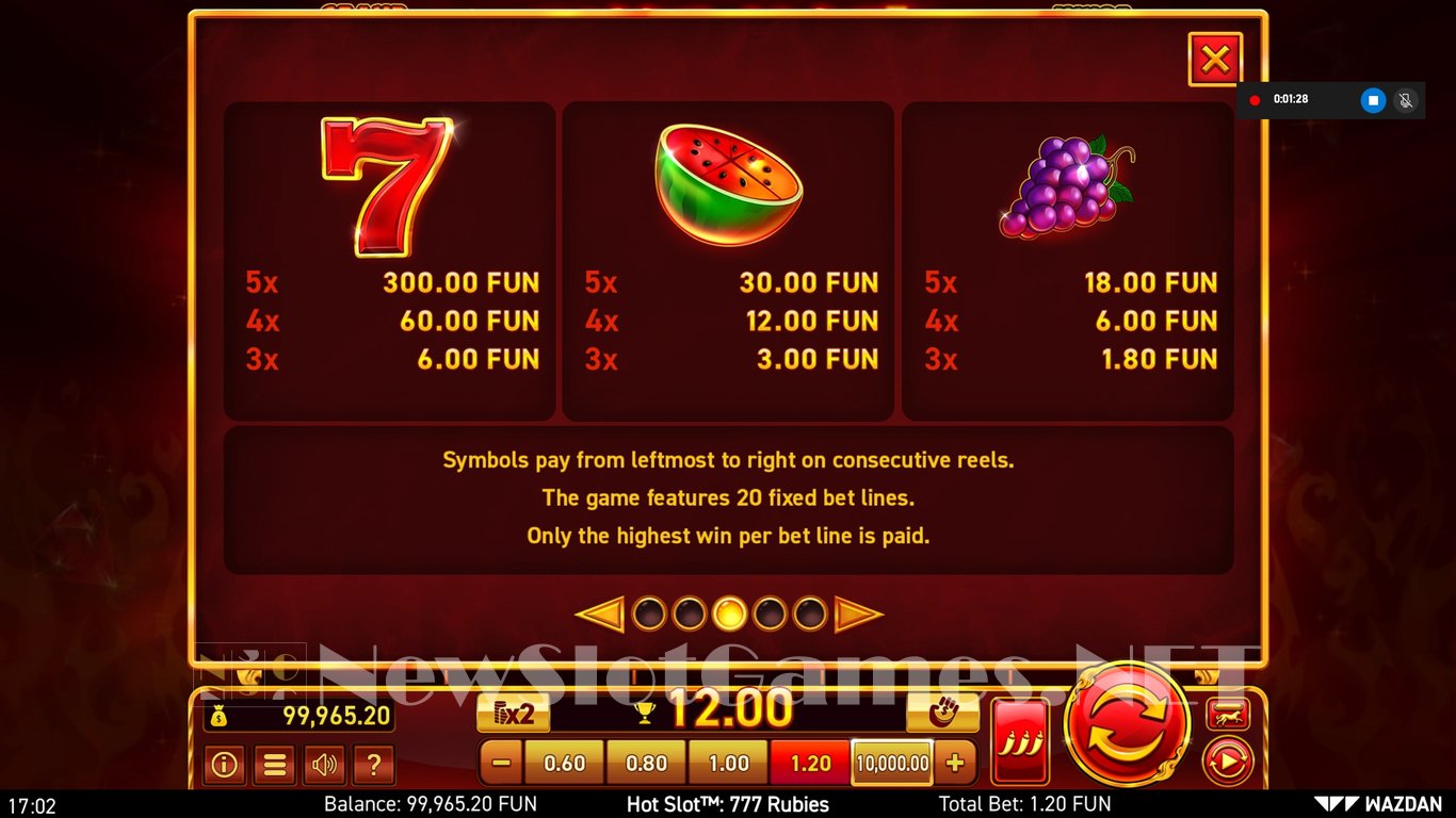 Hot Slot™: 777 Rubies Slot Slot Image in Demo - pic. 12
