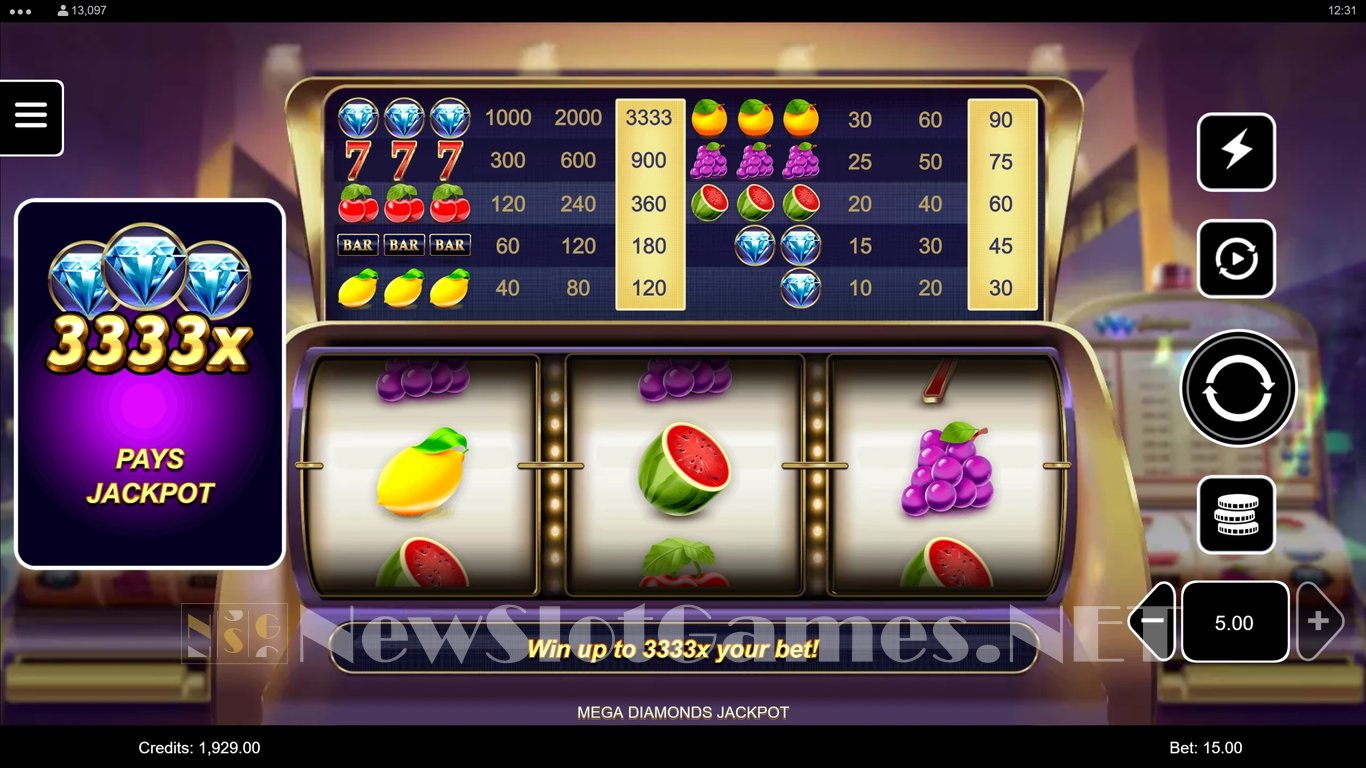 Mega Diamonds Jackpot Slot Demo Image