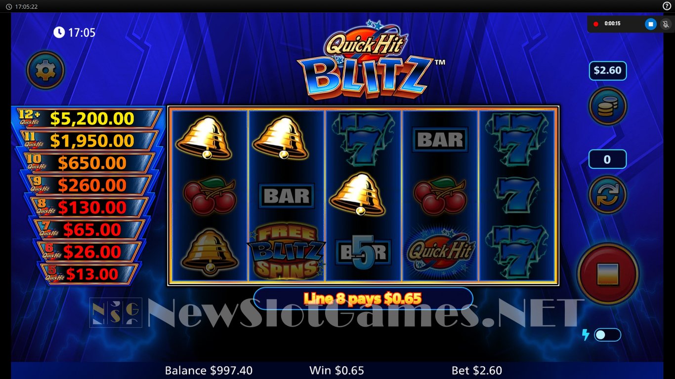 Quick Hit Blitz Blue Slot Slot Image in Demo - pic. 2
