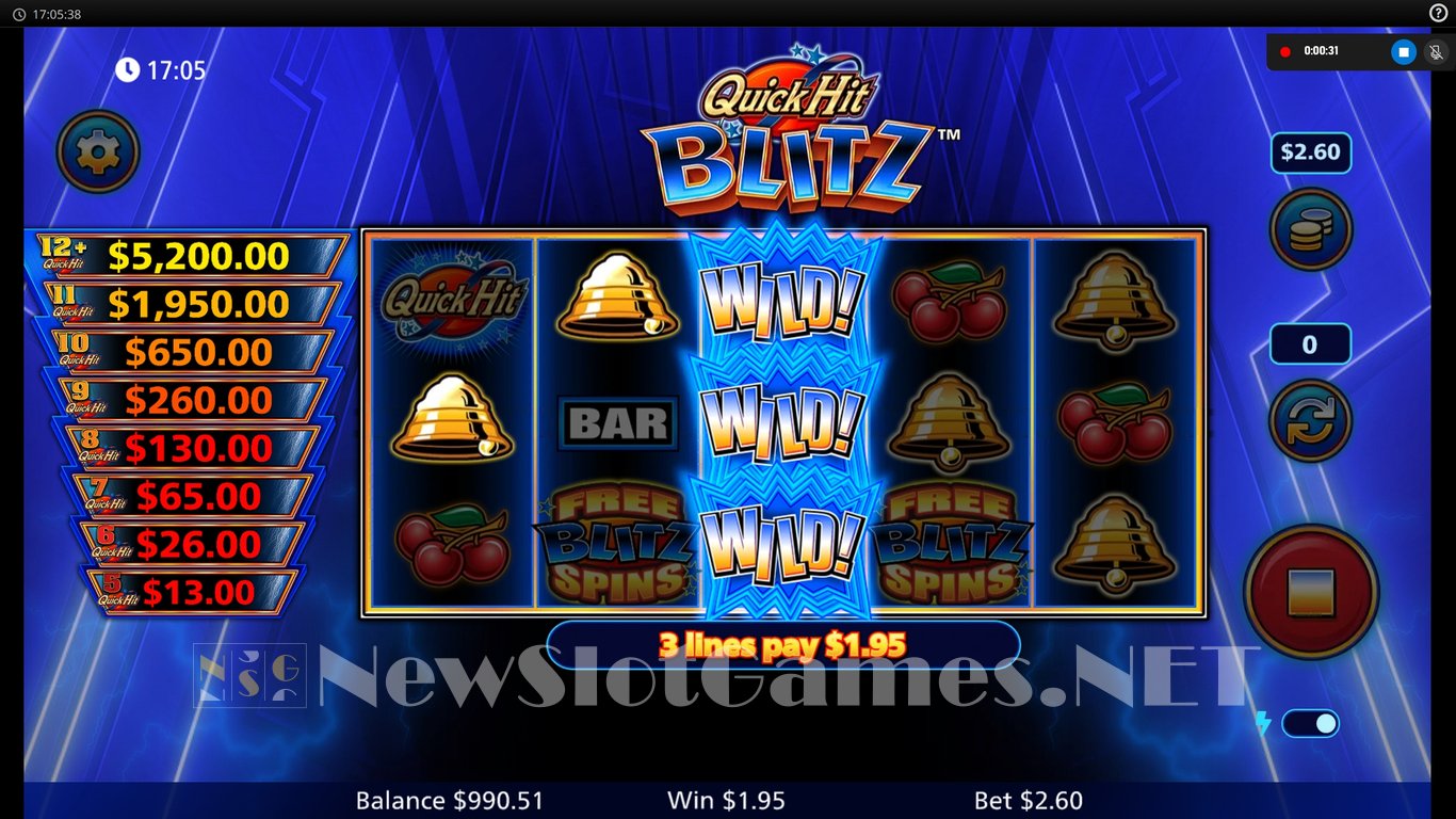 Quick Hit Blitz Blue Slot Slot Image in Demo - pic. 4